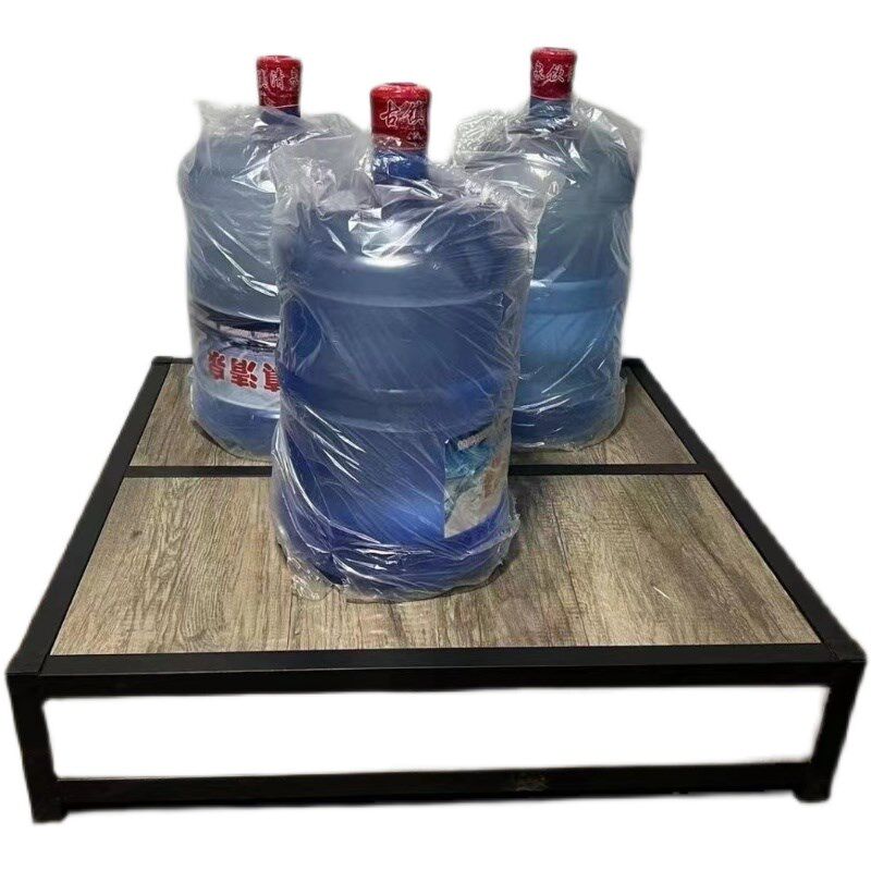 超市堆头货架展示架促销台牛奶零食架陈列架N钢木一层柜地堆米面