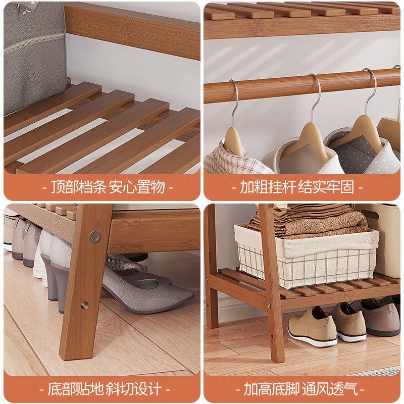 衣架衣帽架家用房间卧室简易顶天立地客厅实木落地U立式衣柜收纳