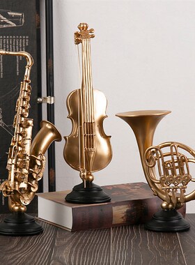 欧式轻奢乐器小提琴树脂音乐艺术品摆件办公室客厅V创意模型装饰