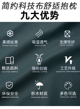 科技布抱枕长方形靠垫套沙发w客厅轻奢高档大靠背腰枕蓝色橙色咕