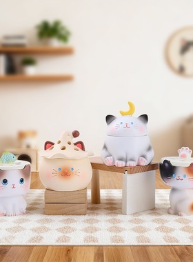 创意香薰炉桌面摆件喵呜喵呜小香炉盲盒可爱家居装饰品新款批发