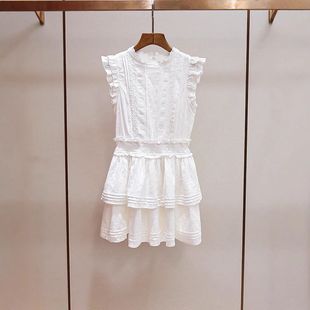 褶风压女装 双层夏季 新款 女连衣裙深圳南油收腰甜美高端温柔飞飞袖