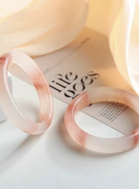 纯天然桃花酿手镯新疆金丝玉冰种粉色玉石手镯金丝玉手镯旺夫