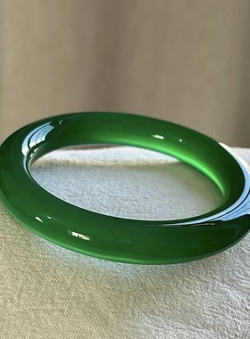 天然玛瑙手镯梅子青女款高冰种马料玉髓碧玉冰透玉镯绿色翡翠平替