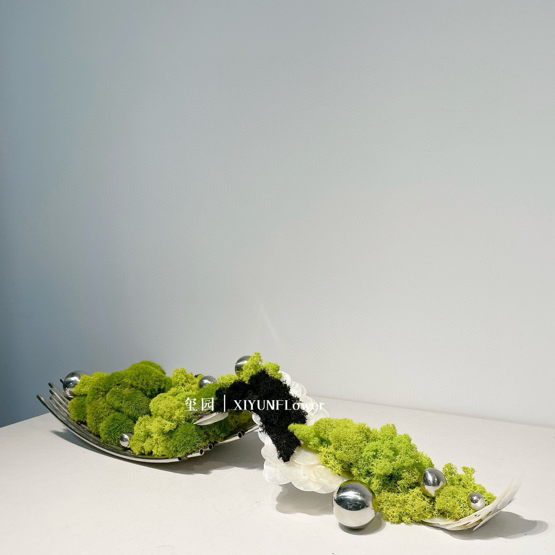 中式永生苔藓盆景微景观摆件酒店售楼处餐桌包间枯山石茶室装饰