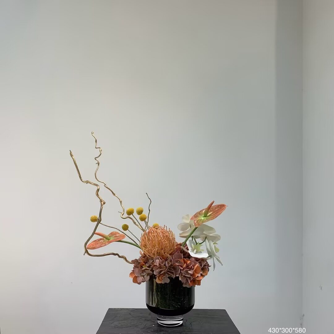 现代轻奢仿真花艺摆件样板间售楼处酒店大堂前台桌面装饰品假花图片