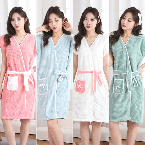 可穿式浴袍可爱浴巾成人