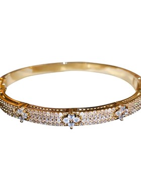 韩国锆石花朵手镯小众时尚简约百搭手环气质轻奢高级感手饰女