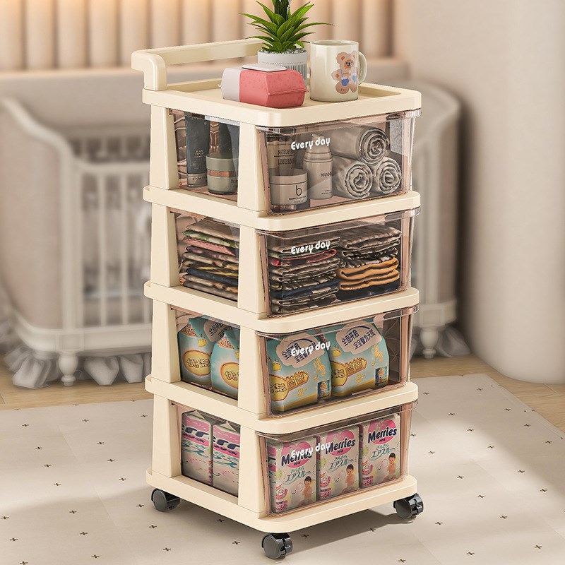 家用客厅卧室床头小推车r置物架宿舍储物架落地可移动多层收纳柜