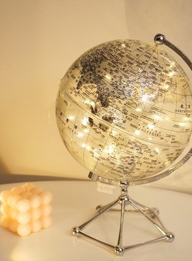 创意透明地球仪摆件轻奢发光x家居客厅酒柜电视柜办公室桌面装饰