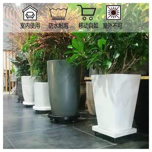 水泥灰色黑白可移动花盆托盘接水盘垫底座万向轮滚轮滑轮带轮承重