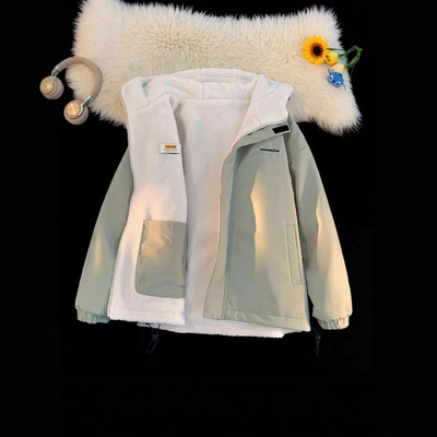 潮牌棉服男款2025年新款羊羔绒外套男士秋冬季加厚保暖双面穿