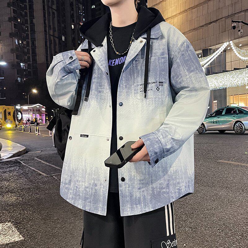 2026春装新款外套青少年男中学生痞帅连帽宽松撞色休闲上衣夹克衫