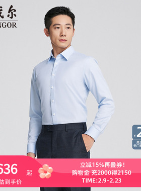 【商场同款】雅戈尔官方夏季新款商务男士浅蓝条纹DP长袖衬衫YLDP