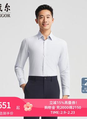 【商场同款】雅戈尔官方夏季新款商务男士浅灰长袖衬衫YLDP110784