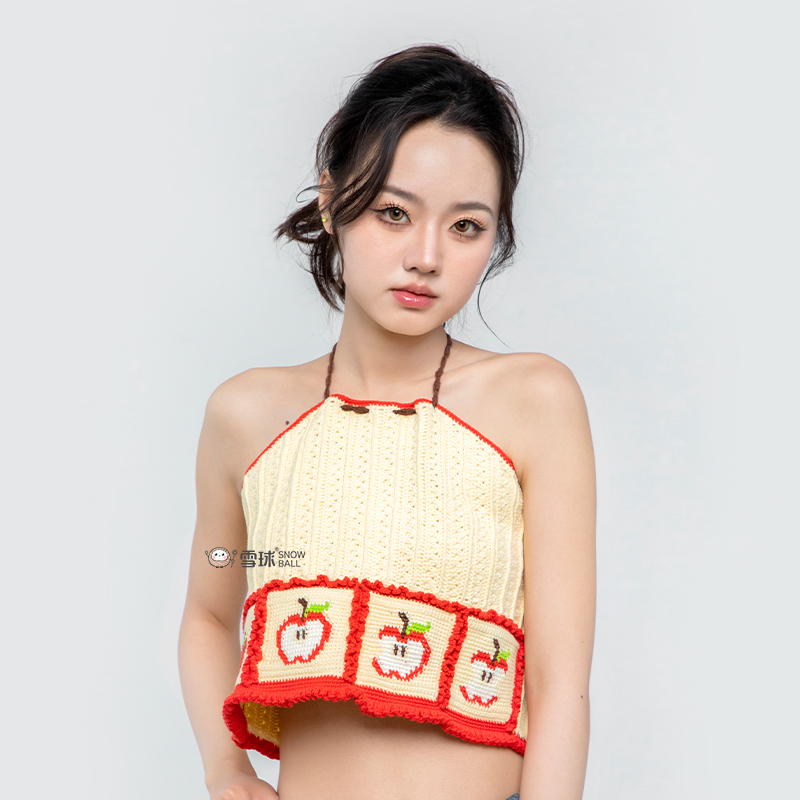 diy手工编织苹果夏季外穿吊带