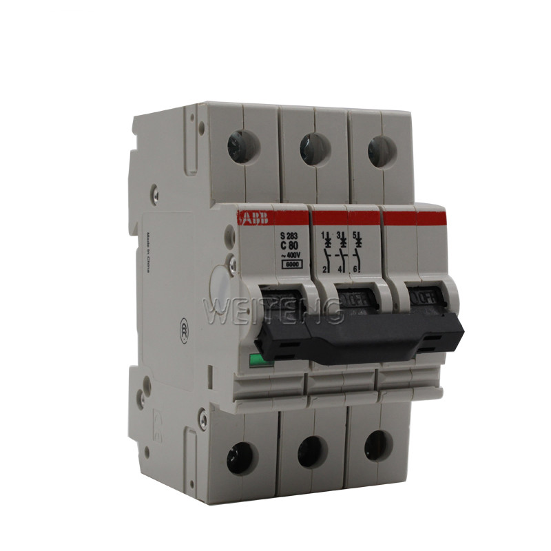 询价9年老店 ABB空气开关 S283-C80 三极3P 80A 大电流总闸小型断