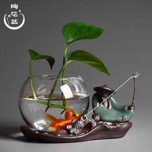 玻璃水培花瓶摆件花盆绿萝水养植物器皿透明创意家用客厅插花容器