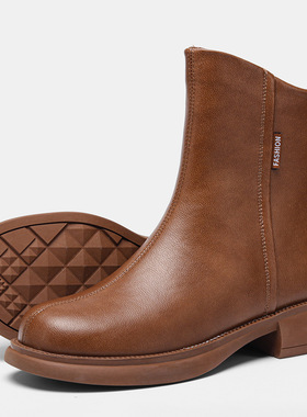 Women winter genuine leather boots short boots秋冬加绒女皮靴