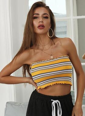 Sexy strapless striped vest women summer thin section 2021