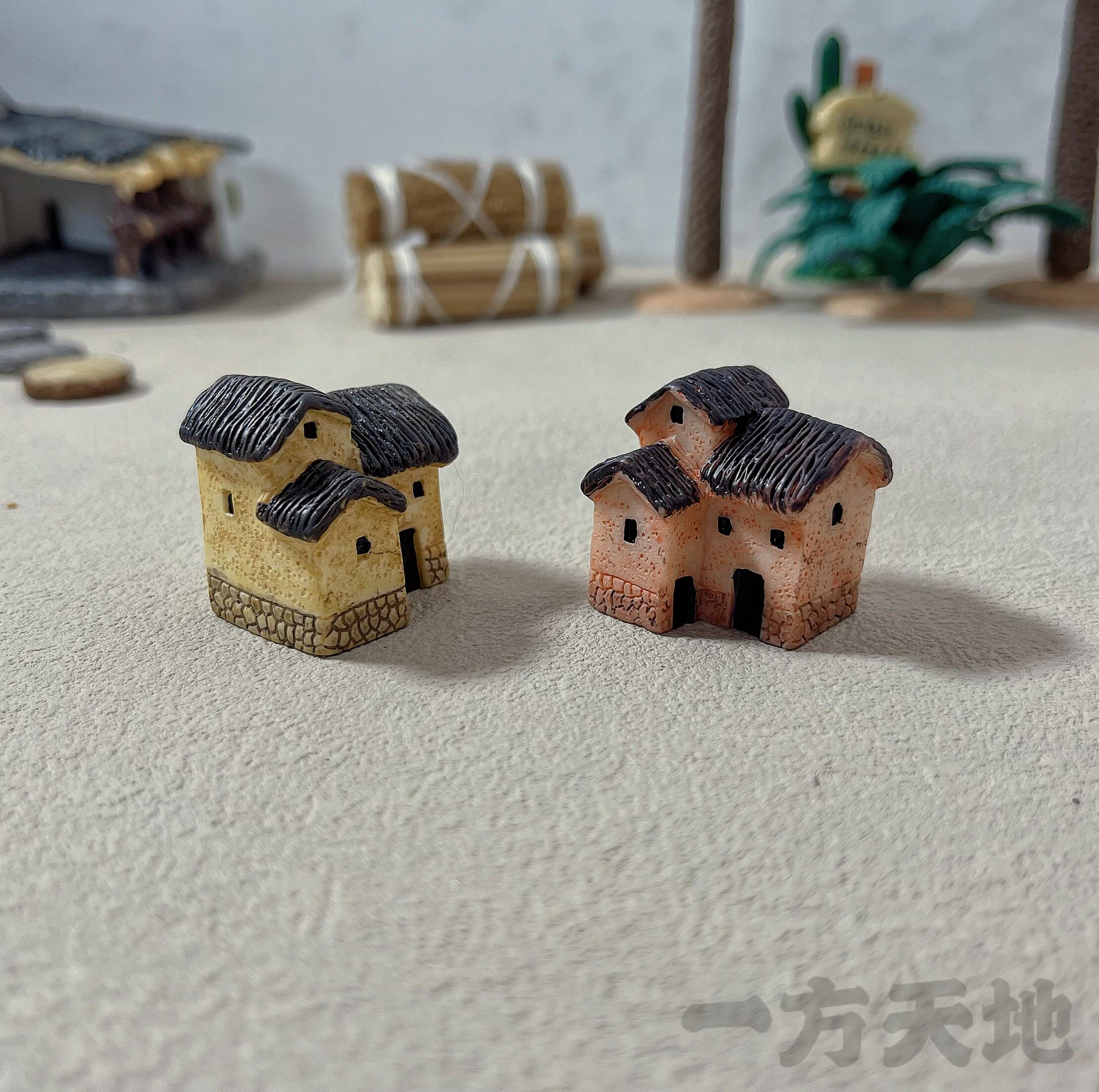 场景模型仿真微缩复古怀旧迷你小房子茅草屋微景沙盘道具装饰摆件