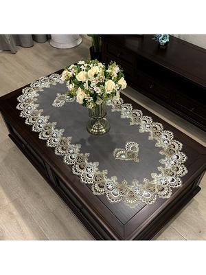 椭圆形防水防油防污防烫免洗桌布桌垫欧式蕾丝客厅茶几餐桌布台布