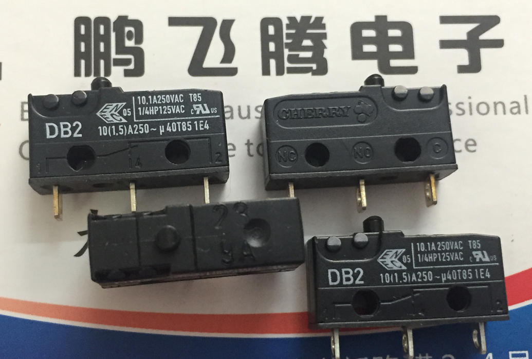 德国CHERRY樱桃DB2 3脚焊线脚 中微动开关 行程限位复位按钮10.1A