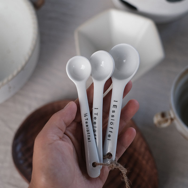 他山集.出口尾货陶瓷烘焙量勺小勺子克数勺计量咖啡奶粉勺三件套