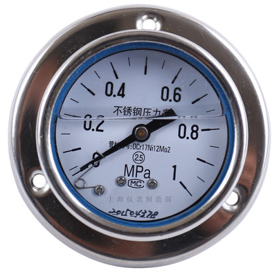 YTN60ZT 轴向带边耐震压力表Y-63BFZ 2.5级 0-25mpa M14*1.5 充油