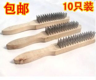 大号 木柄钢丝刷子 除锈刷 清洁刷 去锈刷 刮鱼鳞刷 板刷 硬粗丝