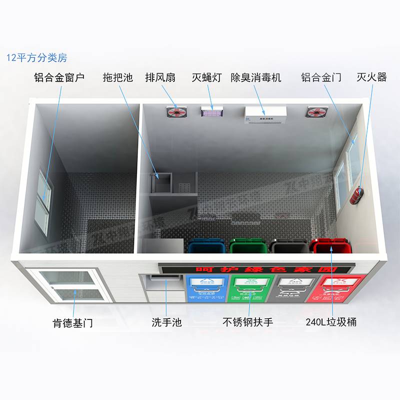 直营定制小区收集房亭智能垃圾分类房户外街道感应开门清洁回收屋