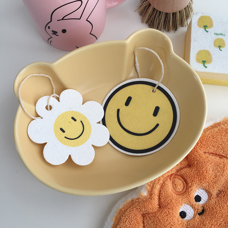 ins风笑脸花朵洗碗擦厨房清洁小海绵可挂去污百洁布不伤锅木浆棉