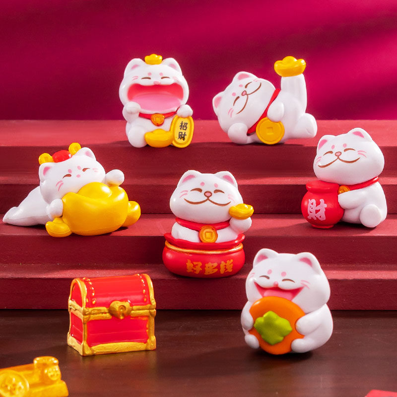 微景观创意可爱金元宝招财猫造景蛋糕装饰办公桌面花盆小动物摆件