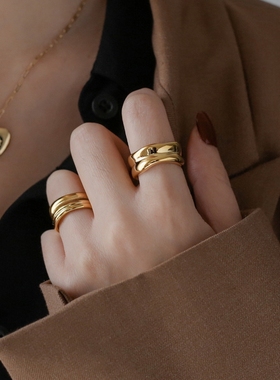 欧美风复古戒指小众不掉色女