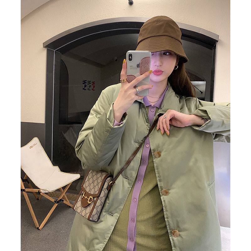 秋冬新款女装港风复古娃娃领羽绒棉服中长款轻薄保暖高颜值外套女