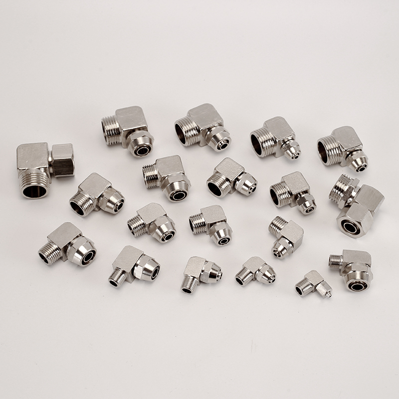 全铜镀镍快拧弯头外丝螺