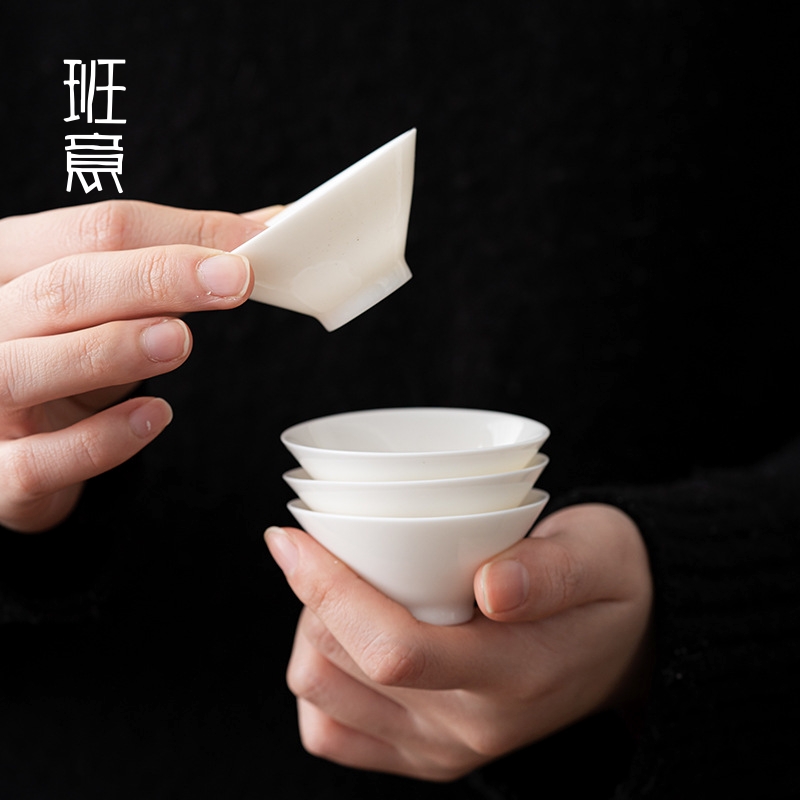 羊脂玉白瓷小号斗笠杯陶