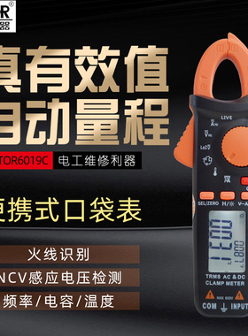 胜利VC6019C交直流数字钳形表电流表万用表自动量程电容表温度