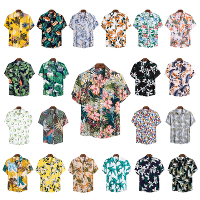 Floral loose casual holiday shirt T-shirt top碎花短袖衬衫男