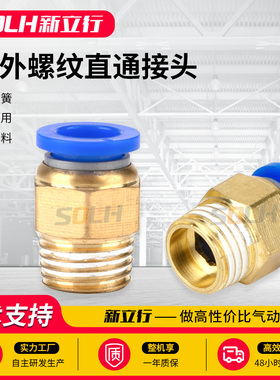 PC空压机气管接头快速接头8-02气动4-M5快速接头8MM10-03/12-04