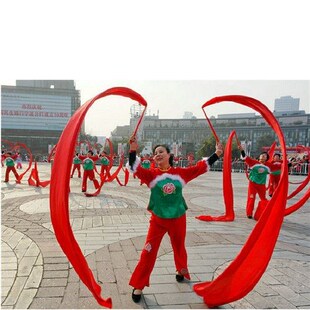 舞蹈用红绸子扭秧歌红绸带舞蹈道具绸子表演红绸带带棒广场舞彩带