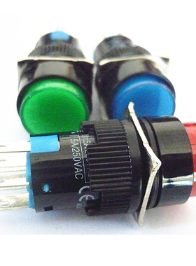 LA16-22D小型自复位带灯按钮开关 直径16MM圆形塑料8脚 二开二闭