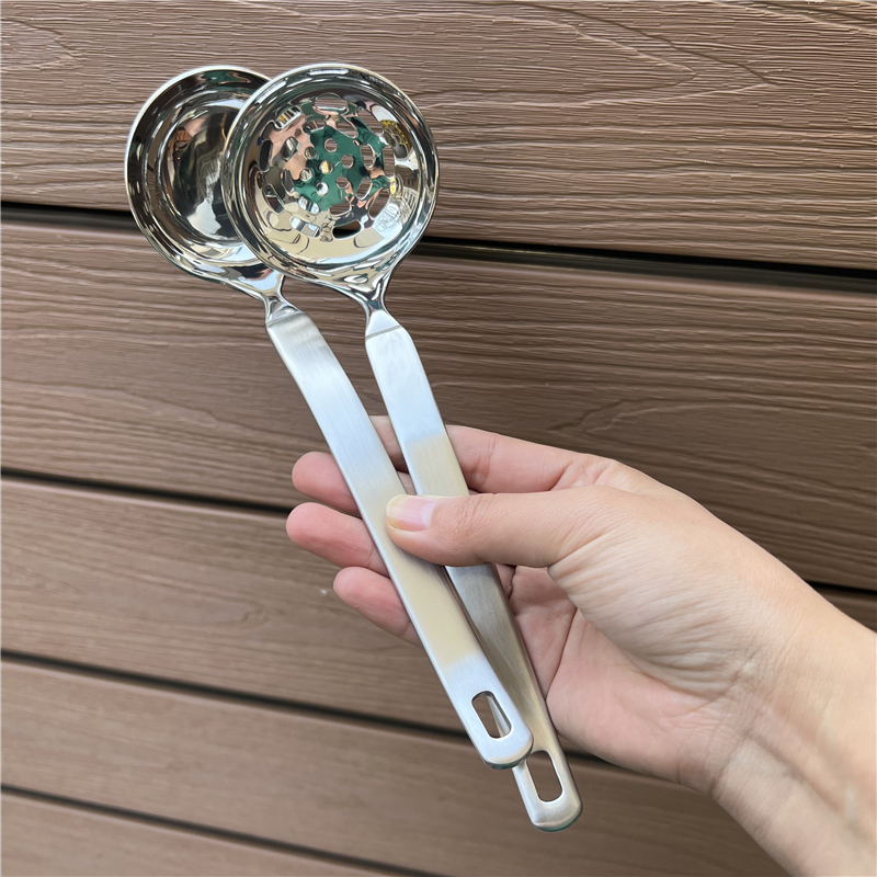 【真厚实】304不锈钢汤勺漏勺火锅勺子粥勺汤壳公用勺子小漏