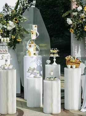 婚庆折叠圆柱甜品台纸质罗马柱子路引摆件商场橱窗生日派对布置