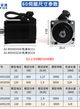 一川A2M伺服电机套装交流60/80光编磁编400/600/750/1000W驱动器
