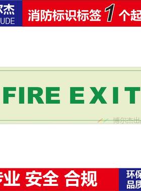XF440高亮型自发光提示标牌消防疏散夜光墙面贴-FIRE EXIT(绿色)