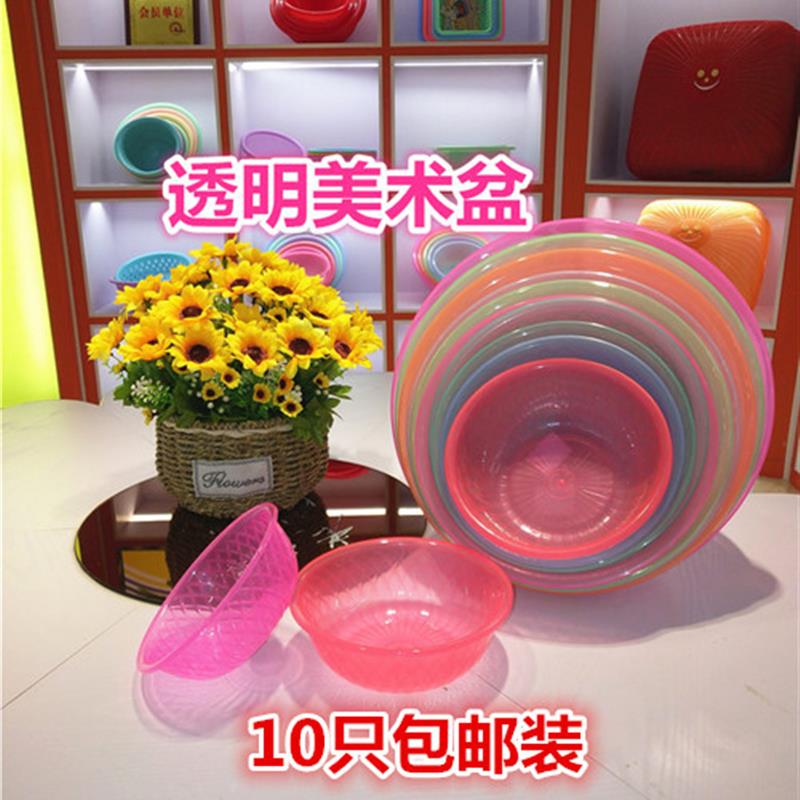 透明美术盆洗笔画水彩果