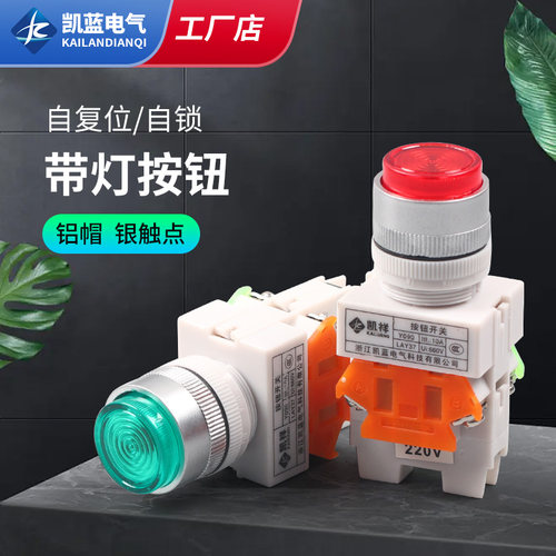 带灯按钮开关自复位锁启
