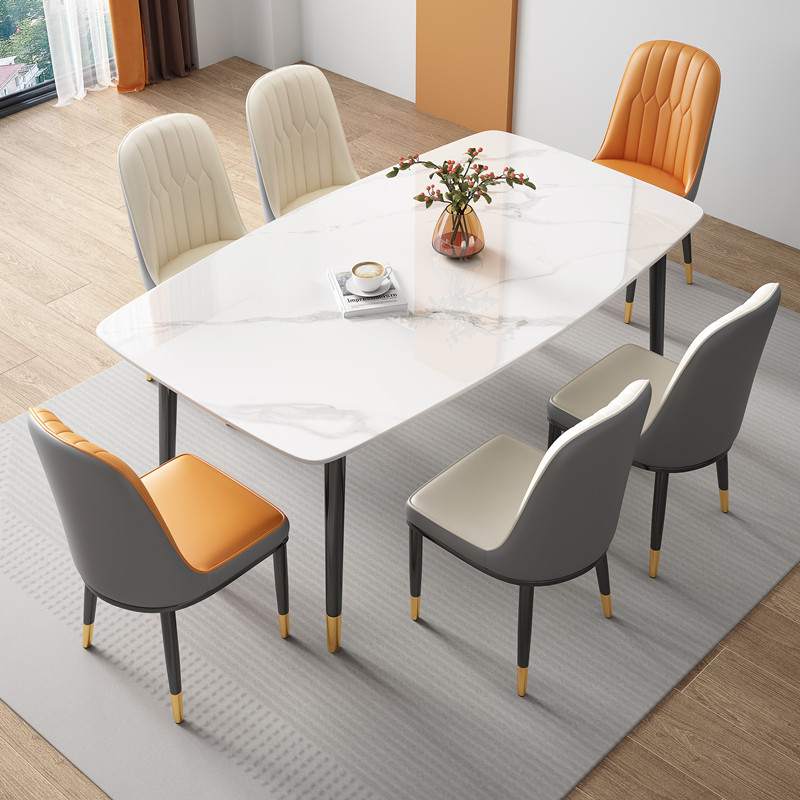 岩板餐桌轻奢现代简约小户型西餐桌出租房家用长方形饭桌2024新款