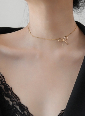 小众轻奢设计感蝴蝶结项链